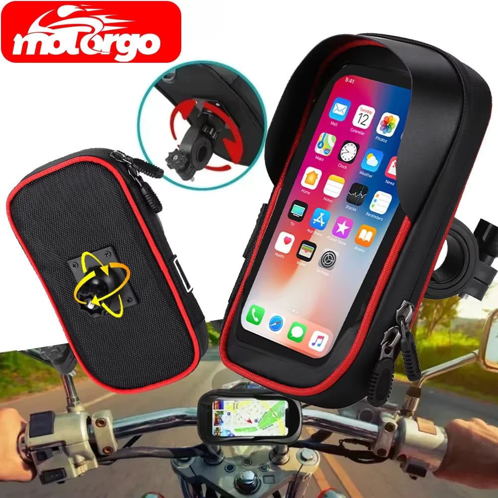 Techancy Suporte Para Telemóvel De Bicicleta Com Função Impermeável Preto+Vermelho Ti2260, Montagem Universal Multi Guiador,