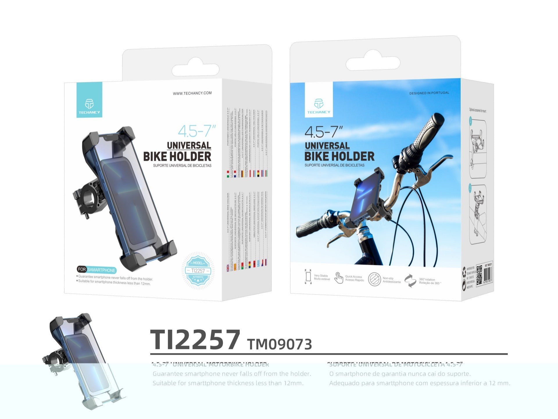 Techancy Suporte Para Telemóvel De Bicicleta Ti2256, 4,5-7 Polegadas, Firme E Fiável, Essencial Para Ciclismo-3