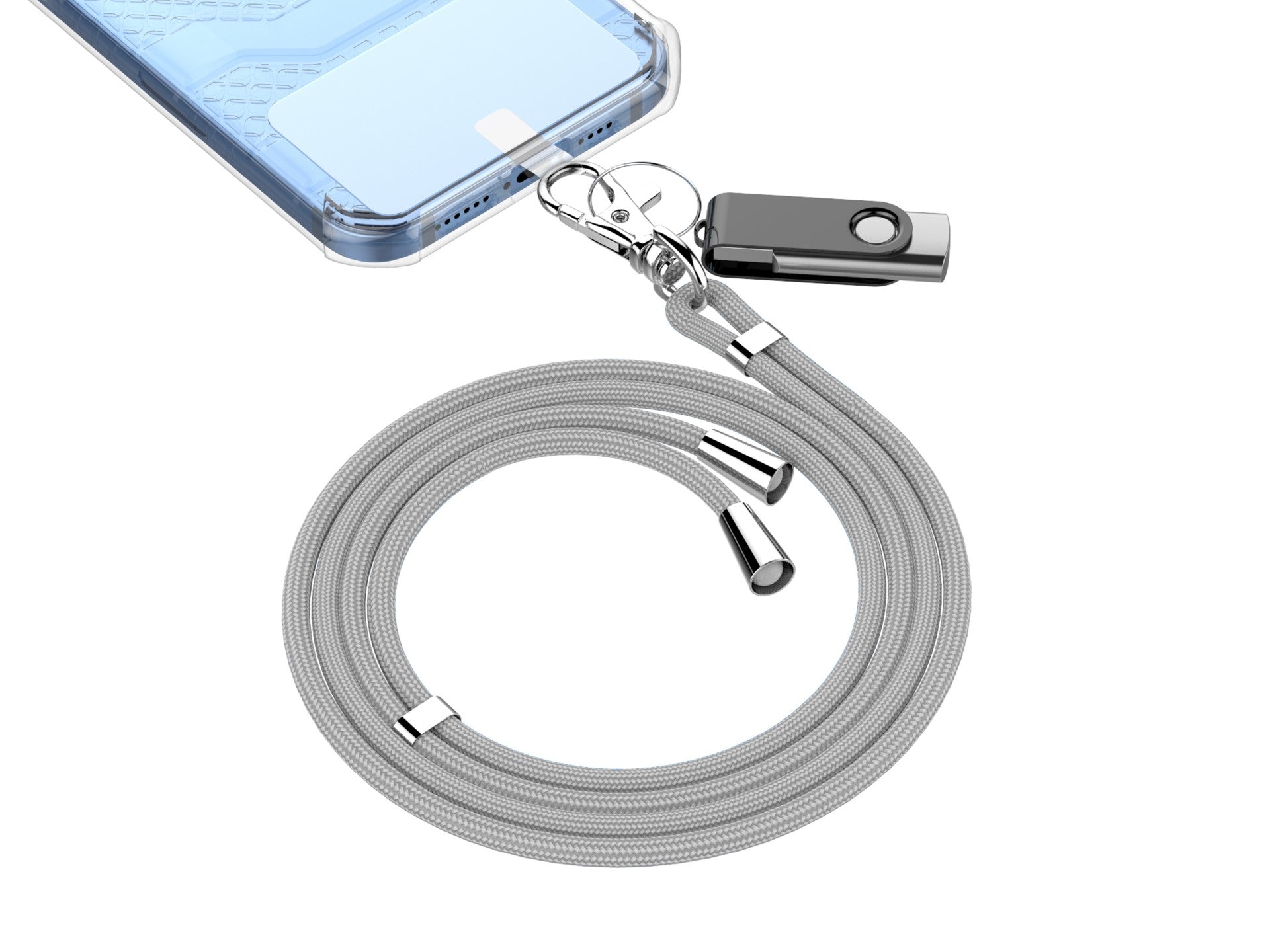 Techancy Cordão Universal Para Telemóvel Cinzento KC2107, Comprimento Ajustável De 0-80 Cm, Utilizado Com A Capa Do Telemóvel-0