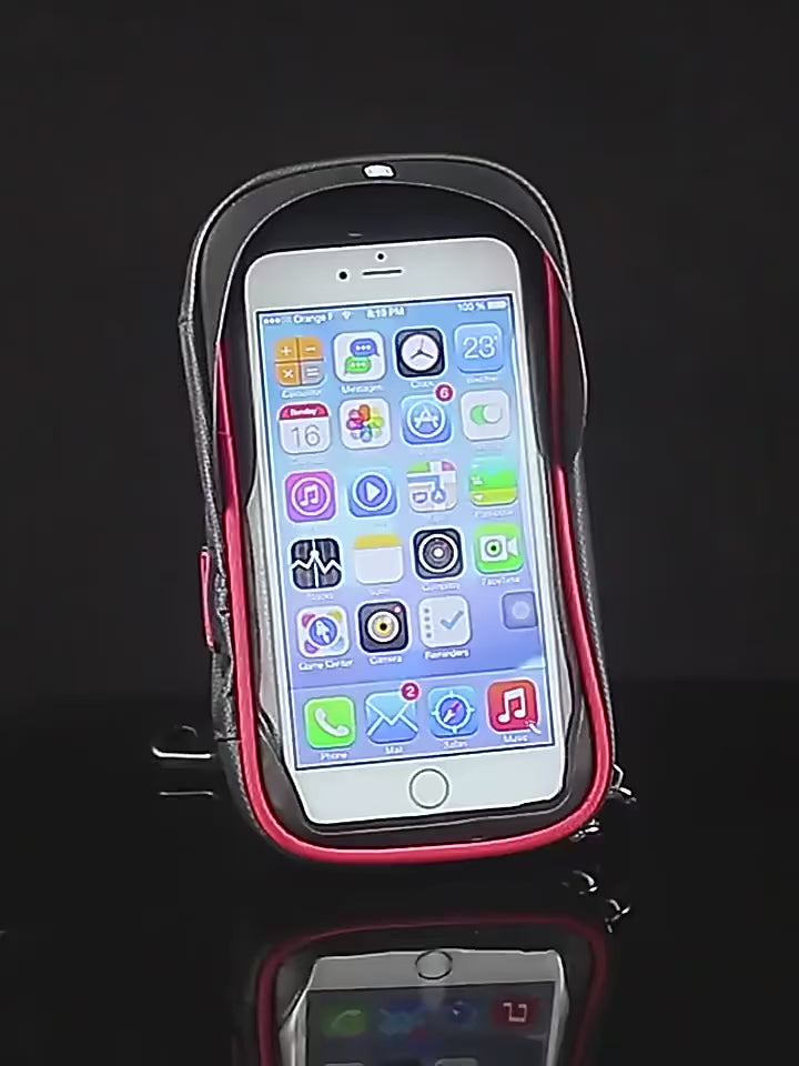 Techancy Suporte Para Telemóvel De Bicicleta Com Função Impermeável Preto+Vermelho Ti2260, Montagem Universal Multi Guiador,